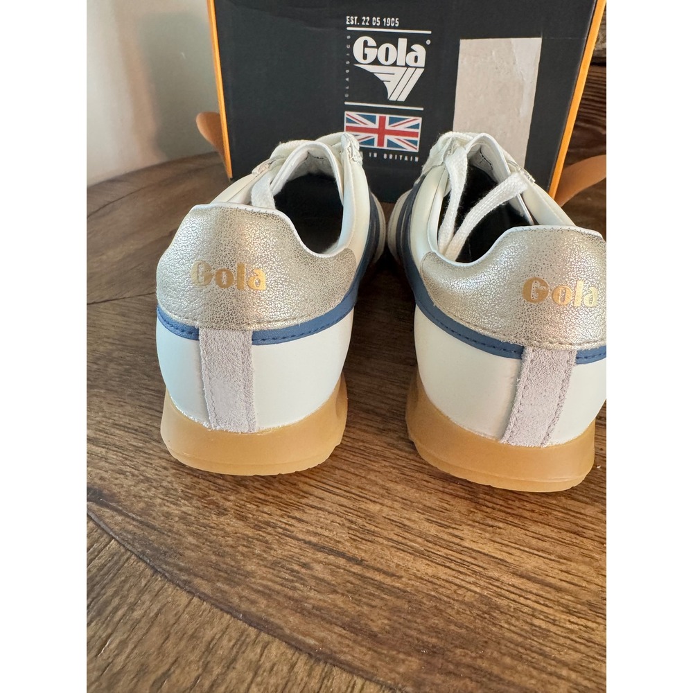 Gola Torpedo Leather Sneakers Off White Moonlight Gold CLB622 Womens 7 Mens 5 - Picture 4 of 6